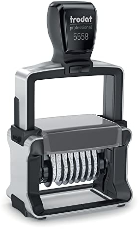 Trodat Professional 5558 Nummernstempel 8 Bänder, Selbstfärbend, 5 mm Schrifthöhe, Abdruck schwarz