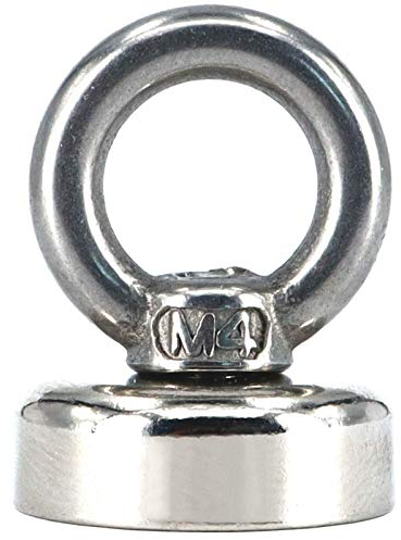 Imán de neodimio, pinza plana con tuerca anular, imán de montaña, 20 mm, 10 kg de fuerza de tracción, rosca M5