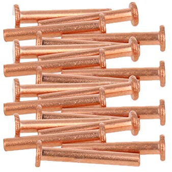 MroMax Pernos de cabeza plana de 5 mm de diámetro de 35 mm de largo y 35 mm de cobre sólido remaches sujetadores remaches de latón tono 20 piezas