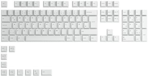 Glorious Gaming 115x GPBT-Keycaps - Cherry-Profil, äußerst widerstandsfähiger PBT-Kunststoff, optisch EIN Blickfang, überragende Akustik, Originalschrift, Deutsch Layout - Arctic White