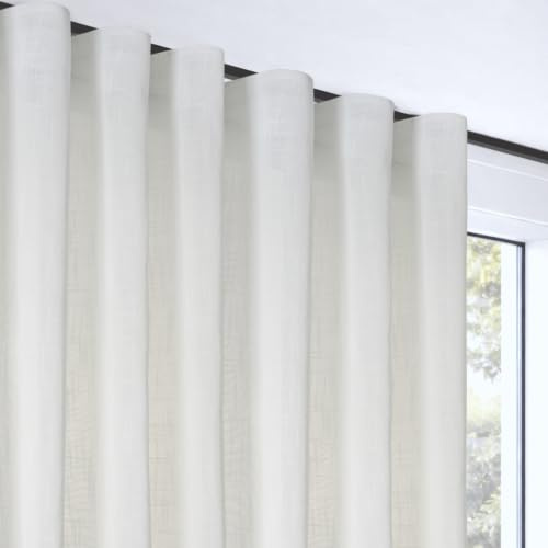 Tende per Interni Trasparenti XXL 3 Metri Alta Qualità Bianca 300x300 cm | Tenda Altezza 300cm Facile Installazione con Fettuccia. Per Soggiorno, Camera da Letto, Finestre, Porte e Balcone StoresDeco