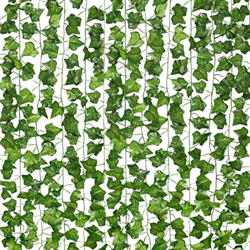 12 pièces feuille de vigne artificielle décor à la maison feuille de lierre artificielle guirlande plantes vigne faux feuillage fleurs plante grimpante couronne de lierre vert-24 pièces 1.2 m, Pologne