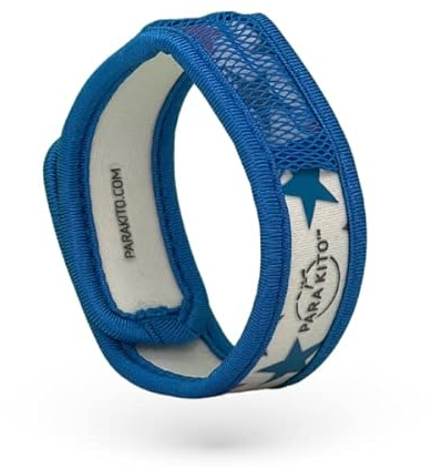 ATC Handels GmbH Para'Kito Anti-Mücken Armband inkl. 2 Pellets für Kinder und Erwachsene - Mückenschutz, Mückenabwehr, Schutz gegen Mücken für Hand- und Fußknöchel, Sterne blau