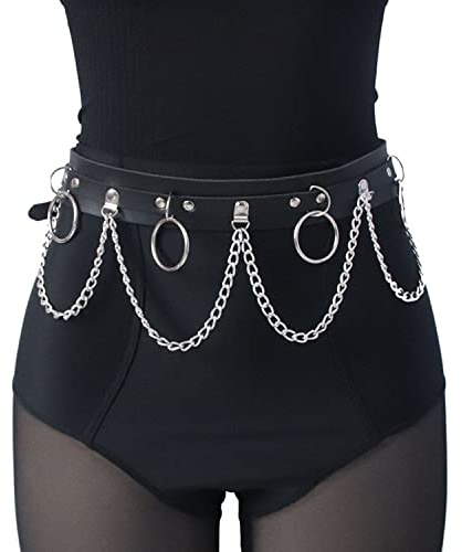 crazy bean Ceinture Femme Chaîne de Corps en Cuir Punk Chaînes de Taille Rock Ceintures de Ventre Mode été Plage Accessoiress pour Filles(A)