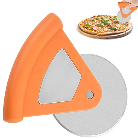 Pewell Roulette à Pizza | Trancheuse à pâtes en Acier Inoxydable Lisse Super tranchante avec poignée antidérapante,Outils de Cuisine de Roue à Pizza Multifonctions de Protection pour tartes, Fromage