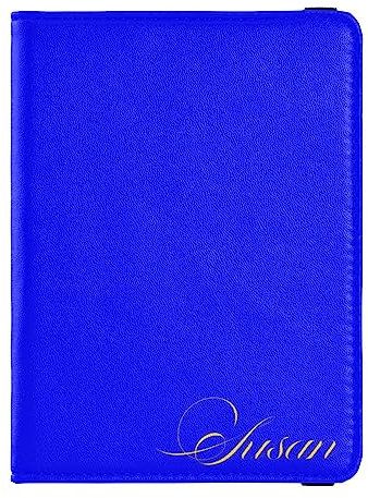 Personalisierte Reisepasshülle, Brieftasche, Kombi, individueller Name, PU-Leder, Reisepass, Impfkarten-Schutz für Damen und Herren, Reisegeschenk, Blau, Einheitsgröße