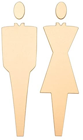 WC-Schild, Moderne Badezimmer-Türschilder, Metallbeschichtung, Figurenschild-Set für Männer und Frauen, WC-Beschilderung (Gold)