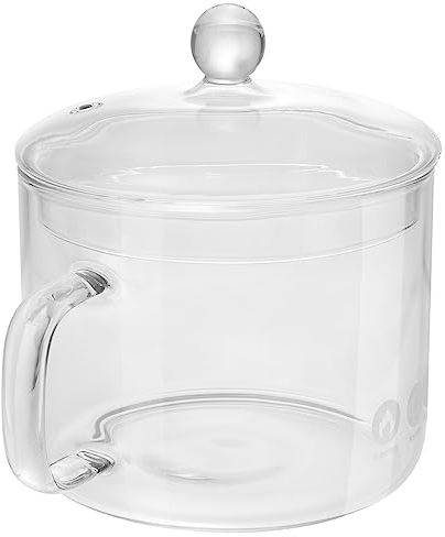 MAGICLULU Glass Cooking Pot Simmer Pot Lid Handle Stovetop Glass Saucepan for Pasta Soup Food Milk