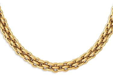 SINGULARU - Collier Big Rope. Acier avec Finition Plaqué Or 18Kt ou Acier. Chaîne Tressée Épaisse. Longueur 40 cm + Extension 5 cm. Bijoux pour Femme