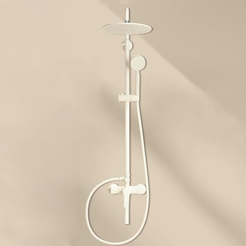 BiaoTeng Colonne de Douche et Bain avec Robinetterie, Monocommande Iaiton, Colonne de Douche Fixation Murale Réglable Kit Douche Salle de Bain Blanc