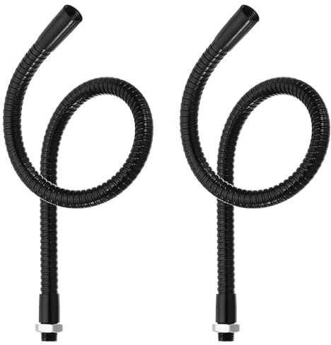 PATIKIL 15,7'' Universaler Schwanenhals-Schlauch, 2 Stück M10 Feingewinde Biegsamer Metallschlauch Flexibler Armrohrverlängerung für Lampe, DIY-Ausrüstung, Schwarz