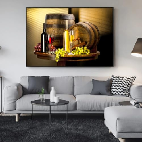 Weinreben-Leinwandkunst, Gemälde aus Holz, gespannt und gerahmt, Wandkunst, Leinwanddrucke, dekorative Bilder für Küche, Zimmer, 40 x 60 cm Innenrahmen