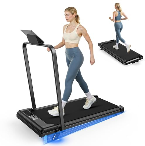 HomeFitnessCode Tapis de Course Pliable 2 en 1,10 km/h - Tapis de Marche, Moteur 2.5 HP- Walking Pad Électrique, Surface Large 43 cm, Télécommande, Écran LCD, Capacité 130 kg (Noir)