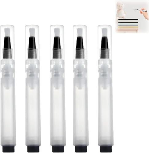 Fillable Touch up Paint Pen Brush, Paint Pen for Wall Touch Up, Paint Touch up Pens Fillable, Refillable Paint Brush Pens for Walls, Furniture, Kitchen Cabinet, Wood, Floor, Window (5pcs)