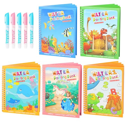CMTOOP 5 Pack Reusable Water Coloring Book for Toddlers