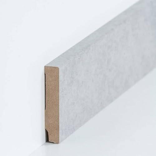Proviston - Battiscopa in MDF, 16 x 80 x 2500 mm, nucleo in MDF laminato, grigio per incollare, viti e chiodi, 2,5 m, 1 pezzo