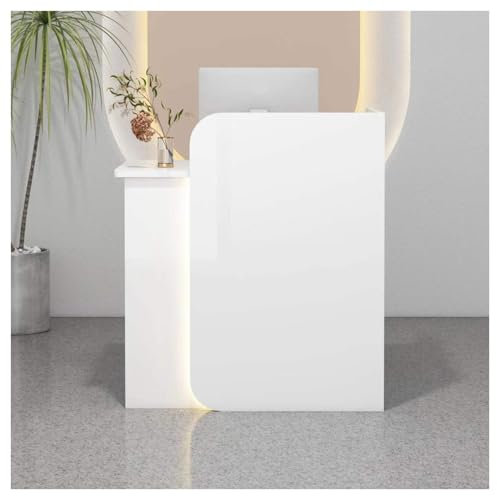 Moderner Empfangstresen mit abschließbaren Schubladen, ideal für Salon, Büro oder Einzelhandel, weißer Empfangs-Schreibtisch mit einfachem Design, platzsparend für Lobby