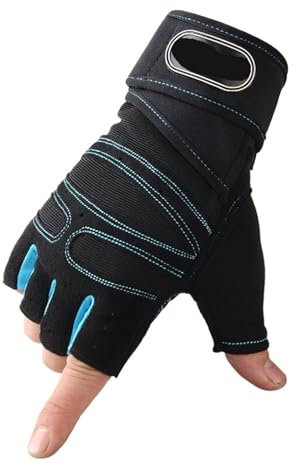LYHYDMA Fitness-Handschuhe Fitness-Halbfingerhandschuhe for Männer und Frauen, Handgelenkschutz, Sport, Hantelreiten, rutschfeste Reckstange, Trainings(Blue,L)