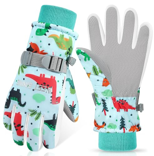 CYCLESPEED Gants Ski Enfant Gants d'hiver imperméables Gants de Neige pour Enfants Gants d'hiver Coupe-Vent pour garçons Filles 4-12 Ans Gants pour Enfants pour Le Snowboard, Le Ski
