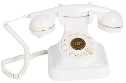 Livre d'or Audio Téléphone Vintage Téléphone Filaire Enregistrement de Message Sonore pour Fête de Mariage,Anniversaire et Banquet, Blanc