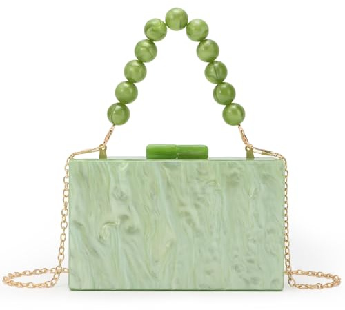 Fecialy Mujeres Acrílico Embrague Bolso Cuentas Tarde Bolso Mármol Embrague Formal Fiesta Boda Nupcial Crossbody Bolsa