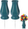 TFANUO 2 Pack Cemetery Vases with Spikes,Grave Vases for Cemetery with Metal Spikes and Scupper blue