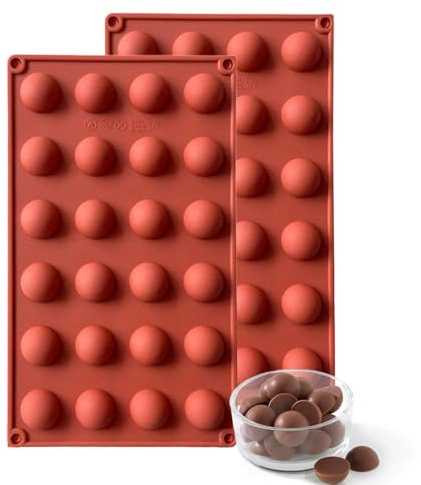 Moules en silicone à 24 cavités demi-sphère, MKNZOME 2 pièces moules en silicone demi-cercle dôme pour chocolat, moules de cuisson en silicone pour faire du chocolat, gâteau, gelée, mousse dôme
