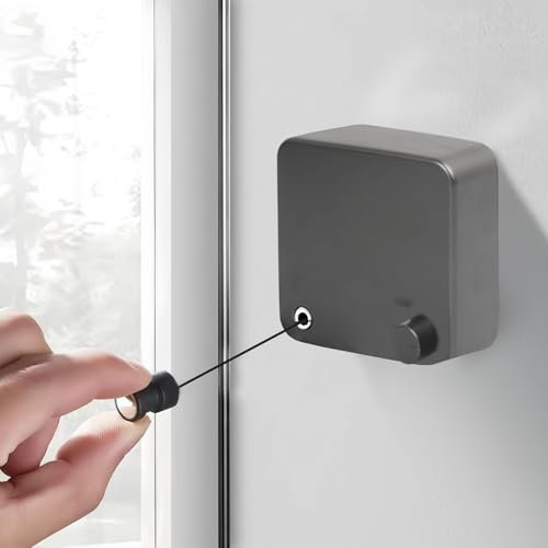 Wäscheleine Ausziehbar, Einziehbare Wäscheleine Wandmontage, 4.2M Einstellbare Seil Trocknen von Kleidung Edelstahlseil, Edelstahl Einfahren Wäscheleinen für Balkon Waschküche Badezimmer