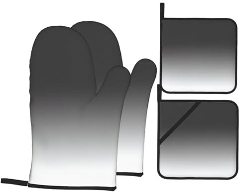 Set di 4 guanti da forno natalizi con presine da bianco a nero, resistenti al calore, regalo per la famiglia