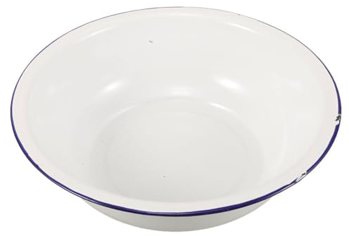 Vintage Enamel Wash Basin, 12.59 Inch Foot Soaking Basin, Multi-Use Enamelware for Face Washing, Foot Bath, Laundry, Kitchen, and Bathroom, Church Ceremony & Farmhouse Decor Metal Tub Bowl