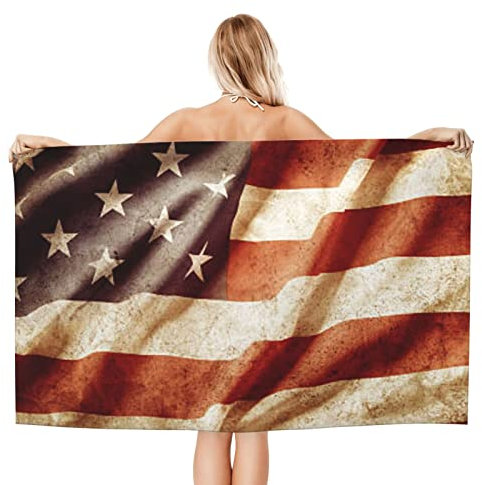 Saunatuch Amerikanische Flagge Campinghandtuch Schnelltrocknend Schwimmhandtücher One Size Reisetuch Für Sport, Yoga, Outdoor, 80X130Cm