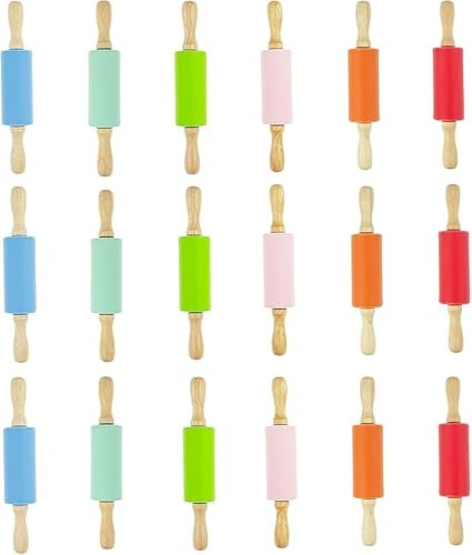 Confezione da 12 mini mattarelli piccoli da 22,9 cm per bambini, con manico in legno, per la cucina di casa (18)