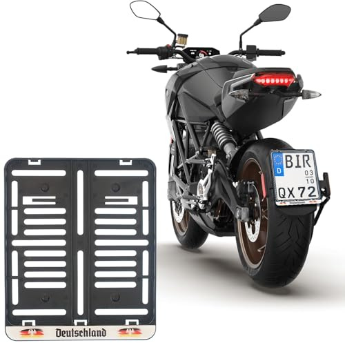 1x Kennzeichenhalter Mit 3D Deutschland Flagge Streifen DE Für Kennzeichen im Format 180 x 200 mm 18 x 20 cm für Motorrad und Roller (Mit 3D Deutschland Flagge Streifen)