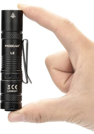 PIOOCAN L2 Pocket Torch Rechargeable,Mini Torch LED Super Bright 1200 Lumens, Tactical Small AA Flashlight with Clip, EDC Hand Torches 4 Modes for Camping, Home, and Emergencies (Black)