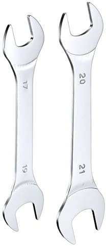 QUARKZMAN 2Pcs Clé à Fourche Double Extrémité Ouverte Clés Fines 17x19 / 20x21mm Métrique Clé Plate Ultra Fine et Petite, Polie Miroir, pour Réparation Automobile et Assemblage de Meubles