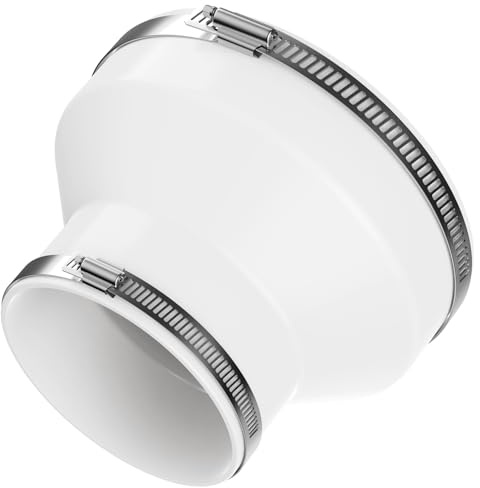 HG Power 150-100mm Reductor Tubo con 2 Abrazaderas Metálicas para Conexión de Tuberías para Campana Extractora, Extractor Cocina, Extractor de Humos Cocina