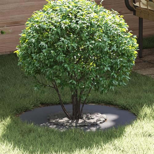 HaoChrymec Jardinière en Plastique with Design Ronde, Grandes Incrustations Décoratives, Pot de Fleur Extérieur Grande Taille, Jardinière Balcon, Jardinière Haute, Anthracite, 100 litres