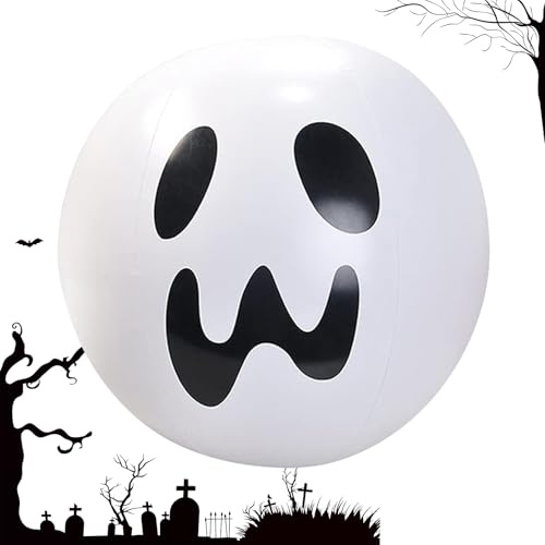 Aufblasbare Halloween Ball - Glow Ghost LED -Ballon, Batteriebetriebene -Stil-Dekoration | Beängstigende Lichtleuchten Aufblasbar Mit Schwebendem Geistergesicht, Wiederverwendbare Geisterhafte