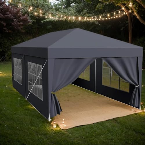 Alpstorm Tonnelle de Jardin Extérieur 3x6m Barnum Pliant Imperméable avec 4 Parois Latérales et Fenêtres,Robuste en Acier et Bâche PE, Idéale pour Camping, Fête, Réception, Marché (Anthracite,3x6m)