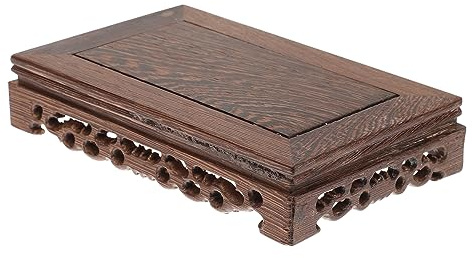 LOORGVEL Wooden Display Base for Flowerpot and Bonsai Stand Thick Carved Pedestal Holder for Heavy Pots Lightweight and Decorative Storage Platform