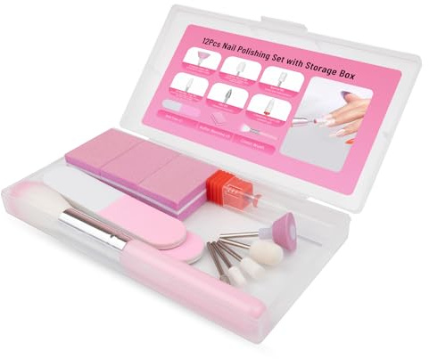 CozyZen Nagelpflege-Set mit 6 Feilenaufsätzen/2 Feilen/3 Polierblöcken/1 Reinigungsbürste für Naturnägel – Maniküre, Feilen, Polieren, Pflege, Glätten(Nagellack-Set)