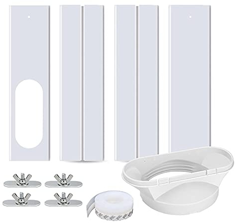 Kit de sellado de ventana con adaptador de ventana para aire acondicionado portátil, placa de sellado de ventana ajustable, kit de ventilación para puertas correderas de vidrio y ventanas, adaptador