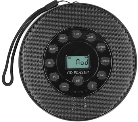 Cuifati Player CD Portatile, Lettore CD Ricaricabile Incorporato, Input Aux da 3,5 Mm, Durata della Batteria Lunga 5 Ore, Supporta CD, CD RW, Formato MP3 per Auto (Nero senza bt)