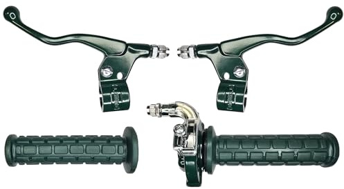 cyclingcolors Kit Manopole Moto Ciclomotore Scooter con Acceleratore e Leve Sinistra Destra – Manubrio 22 mm – Rivestimenti in Gomma Antiscivolo – Design Racing Comfort di Guida, verde