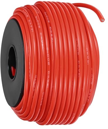 QUARKZMAN 14AWG Fil Electrique Silicone 30.5m/100ft, 14 Gauge Bobine de Fil Électrique en Cuivre Étamé Haute Température 200 Celsius/392 Fahrenheit pour Câblage de Modèles DIY, Rouge