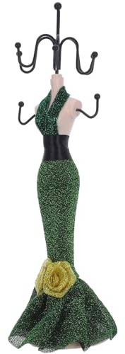 TOGEVAL Manichino Europeo Stile Principessa Gioielli Espositore in Resina e Ferro Verde, Supporto Multifunzionale per Decorazione Casa e Vetrina per Collane e Orecchini