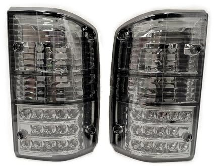 HONGYISM Gruppo Faro Posteriore Per Nissan Per Patrol GQ Y60 GR 1987 1988 1989 1990 1991 1992 1993 1994 1995 1996 1997 2PCS Auto LED Fanale Posteriore Lampada Freno(Black cover)