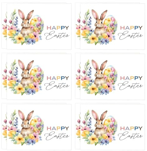 Uzndq Happy Easter - Set di 12 biglietti di auguri di Pasqua con busta, biglietti di auguri di Pasqua