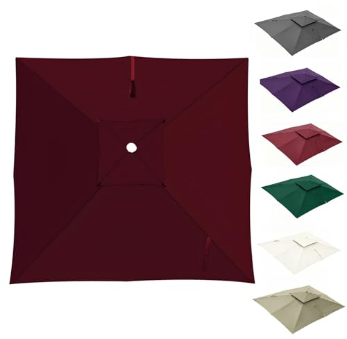Telo di Ricambio per Ombrellone Decentrato Quadrato 3x3.0m Copertura Poliestere 220gsm Impermeabile UV50+(Red 2 Tier)