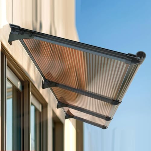 Auvent de Porte d'Entrée Extérieur,Marquise Solaire Porte Terrasse Toit Abri Protection Contre la Pluie et UV,Marquise de Porte Insonorisation,pour Balcon,Fenêtre (65x150cm)